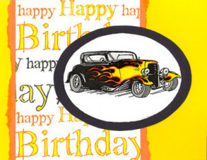 Home Rubber Art-Stamps 1900-1930s Card Idea: Happy Birthday Hot Rod