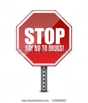 say no to drugs. stop sign illustration design over white - stock ...
