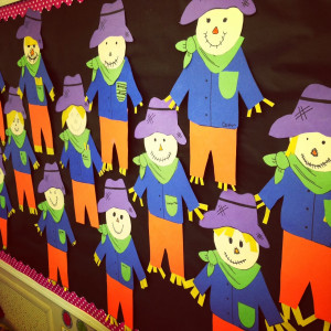 Here is our scarecrow bulletin board. I posted their research project ...