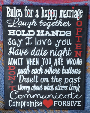 Rules for a Happy Marriage Sign - 11 x 14 Canvas Wall Art - Subway ...