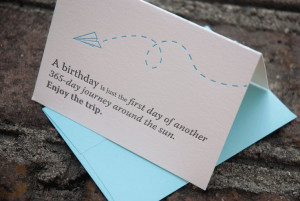 Inspirational birthday card with quote, letterpress printed, eco ...