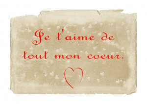 French: Je t'aime de tout mon coeur.