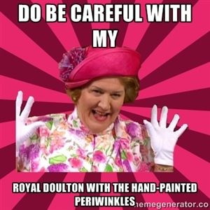 ... my Royal Doulton with the hand-painted periwinkles | Hyacinth Bucket
