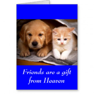 Friendship Golden Retriever Puppy & Kitten Card