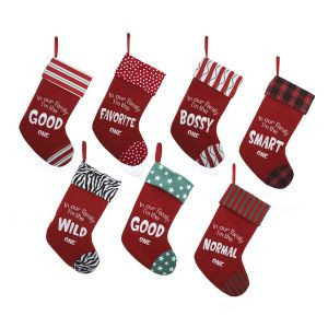 ... Club Pack of 16 Red Green Felt Family Sayings Christmas Stockings 21