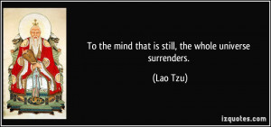 To the mind that is still, the whole universe surrenders. - Lao Tzu