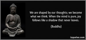 ... mind is pure, joy follows like a shadow that never leaves. - Buddha