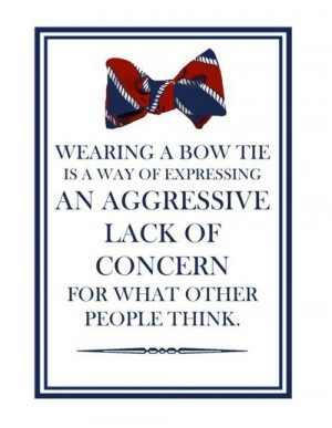 wearing a bow tie (this nice one just happens to be red, blue & white)
