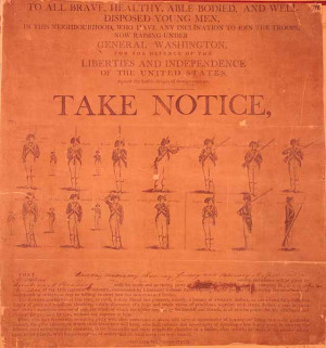 Image: a recruiting poster for the first continental army.