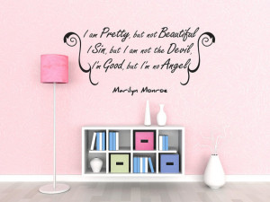Am Pretty Vinyl Word Quote Wall Decal Marilyn Monroe Decor (J249)