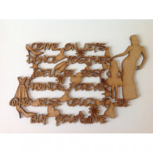 Laser Cut `Come On Lets Dance Together`Mother & Daughter Quote Sign