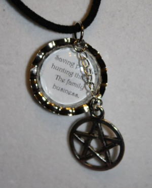 Supernatural Saving People Hunting Things Quote Charm Necklace