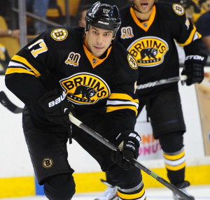Dec 17, 2013. Milan Lucic of the Boston Bruins celebrates, with his ...