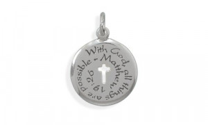 ... Oxidized Charm with Matthew 19:26 Quote. 100% Satisfaction Guaranteed
