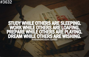 Study while other are sleeping. Work while other are loafing. Prepare ...