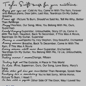 Taylor Swift songs for emotions