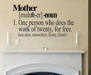 vinyl wall decal quote Mother definition