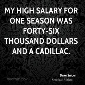 My high salary for one season was forty-six thousand dollars and a ...