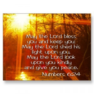 NUMBERS 6:24 BIBLE VERSE - MAY THE LORD BLESS YOU POSTCARD