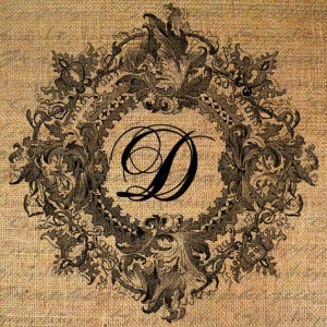 LETTER or Initial D Ornate Frame Monogram Text Word Digital Image ...