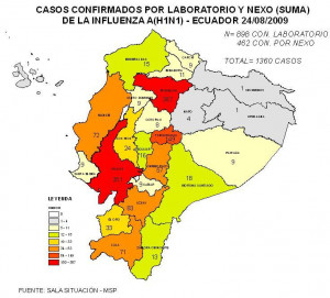 Casos confirmados en Ecuador A H1N1