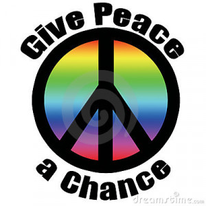 Give peace a chance. Peace symbol stroked in black in green gradient ...