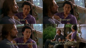 LOST - Sawyer teaching Jin the only 3 sentences he needs to know how ...