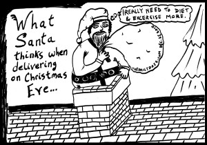 Mirthfuly Merry Christmas Card, starring fat Santa Claus bearing gifts ...
