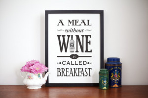 , Wine Bottle Art, Wine Quote Poster, Kitchen Decor, Black and White ...