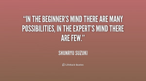 In the beginner's mind there are many possibilities, in the expert's ...