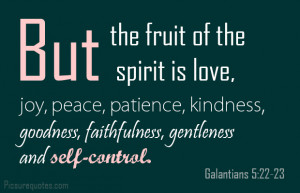 But the fruit of the spirit is love, joy, peace, patience, kindness ...
