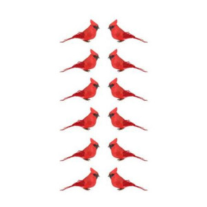 Pack of 12 Red and Black Cardinal Bird Christmas Ornaments 4.5