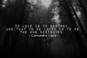 Cassandra Clare“To love is to destroy, and that to be loved is to be ...