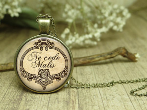 Latin Quote Necklace Ne Cede Malis Yield not to misfortune Quote ...