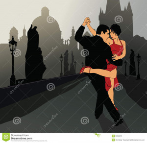 Argentinean tango and the city - illustration.
