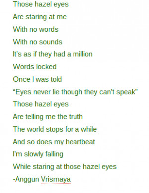 Poem About Hazel Eyes