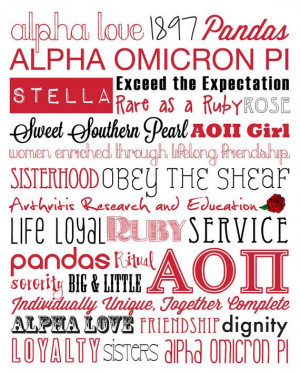 AOII // Alpha Omicron Pi Subway Word Art Poster $15 // 16