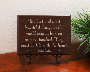 Decorative Carved Wood Sign with famous quote by Helen Keller, 
