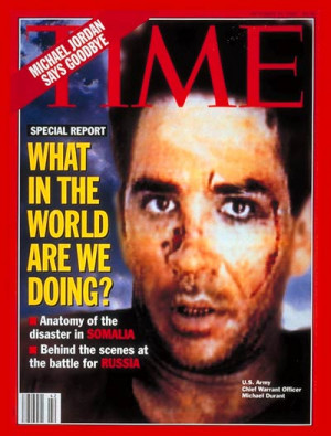 The Time magazine cover showing Chief Warrant Officer Michael Durant ...