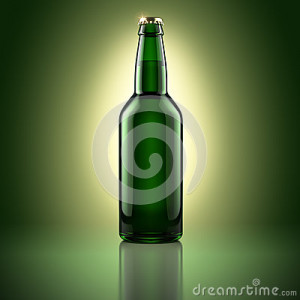 Beer bottle on background - 3d render.