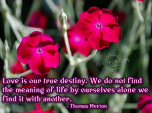 Alone Quotes About Love Story: Love Is Our True Destiny And We Don Not ...
