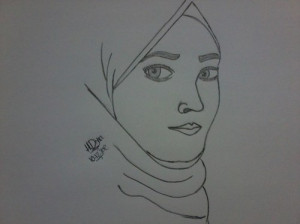 ... for this image include: drawing, hijab, islamic, muslim and muslimah
