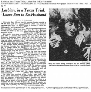 Lesbian custody cases were national stories, and made newspaper ...
