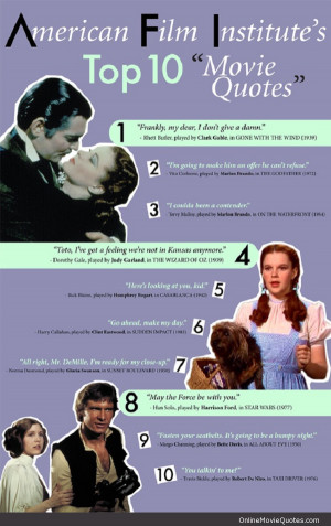 The top 10 movie quote from the American Film Institute.