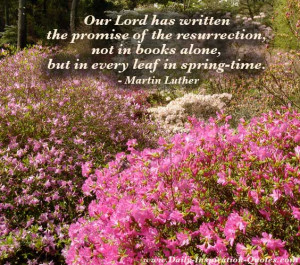 Our Lord has written the promise of the resurrection, not in books ...