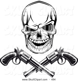 vector-clip-art-of-a-spooky-black-and-white-gangster-skull-with ...