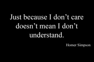 Just because I don't care doesn't mean I don't understand.