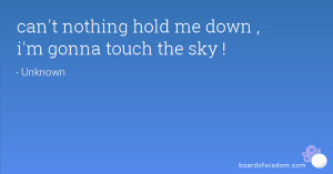 can't nothing hold me down , i'm gonna touch the sky !