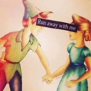 cute, disney, love, peter pan, run away, tattoos