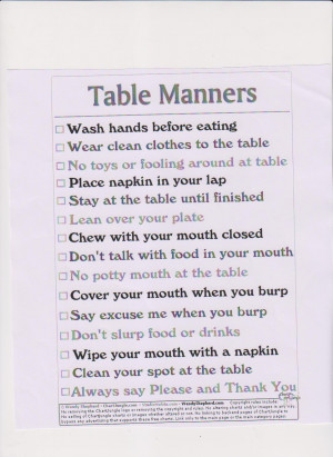 Good Table Manners Chart http://2011ebisks1.pbworks.com/